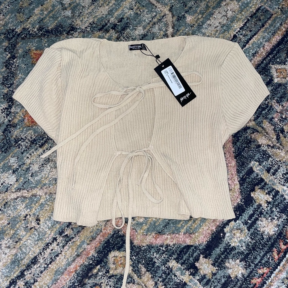 NWT Nasty Gal • Short Sleeve Tie Cardigan